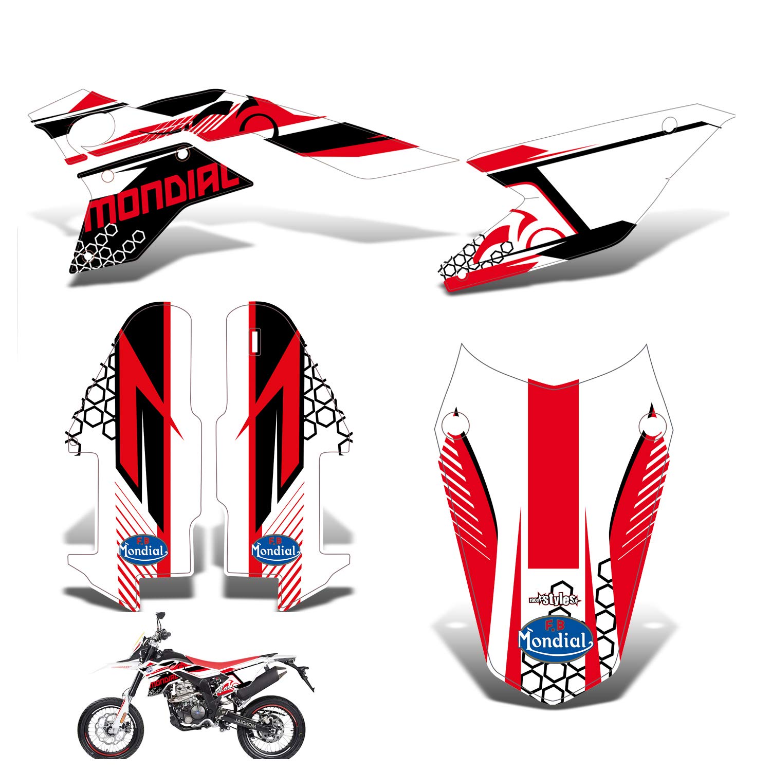 race-styles Aufkleber kompatibel mit MONDIAL SMX 125 red Graphics DEKOR von race-styles