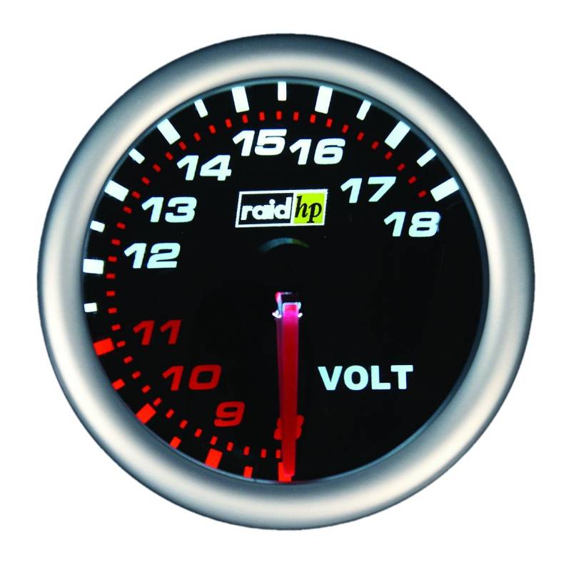 Raid HP hp 660245 Kfz Einbauinstrument Voltmeter Messbereich 8-18V NightFlight Weiß, Rot 52mm von Raid HP