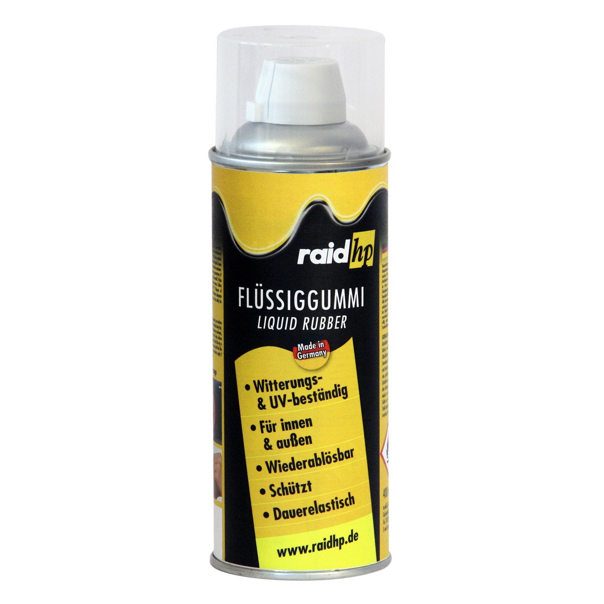 raid hp Flüssiggummi 400ml Sprühfolie Felgenfolie. Dauerelastische Gummierung für innen und außen für Auto Boot Motorrad Quad Fahrrad Freizeit Hobby, TRANSPARENT-MATT von Raid HP