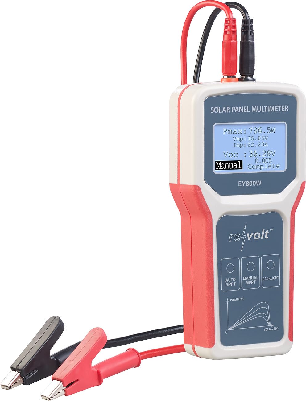 revolt Amperemeter: Digitales Solarpanel-Multimeter, bis 800 W, 60 V, 35 A, XL-LCD-Display (Solarpanel-Testgerät, Solarmodul-Testgerät, Balkonkraftwerk) von revolt