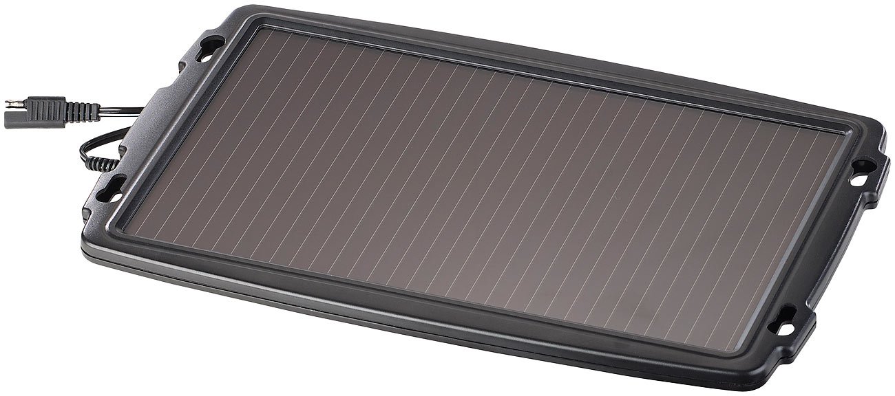 revolt Solarpanel Auto: Solar-Ladegerät für Auto-Batterien, Pkw, 12 Volt, 2,4 Watt (Solarladegerät Autobatterie, Solar Ladegerät 12V, Ladegeräte Autobatterien) von revolt