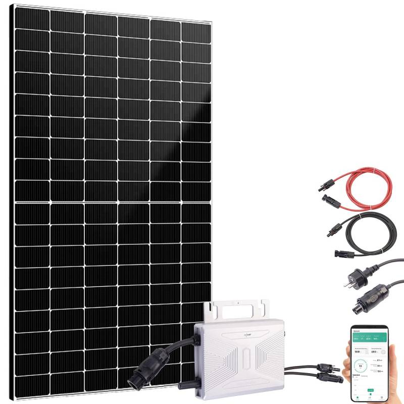 revolt Mikro Inverter Solar: Solar-Set: WLAN-Mikroinverter + 440-W-Full-Screen-Solarmodul + Kabel (Solar Generatoren Balkon, Solarregler Solarsteuerung) von revolt