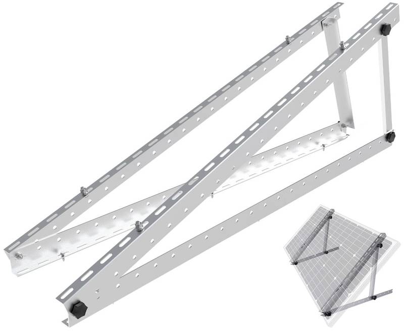 revolt Solarpanelbefestigung: Verstellbare Aluminium-Solarpanel-Halterung, 48" / 118 cm, bis 150 kg (Solarpanel Halterungen Wand, Solarpanel Bodenhalterungen) von revolt