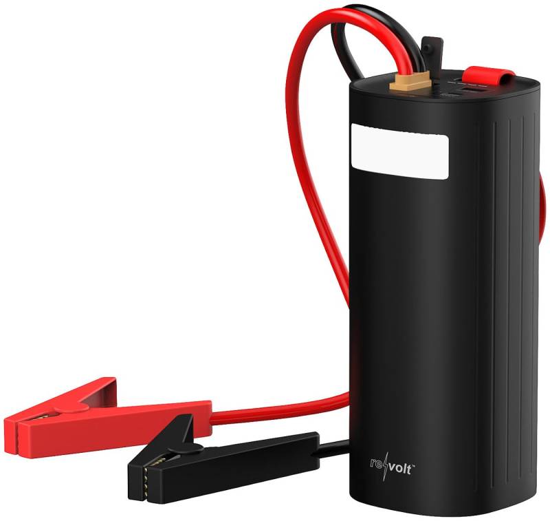 revolt Starthilfe Booster: 3in1-Kfz-Starthilfe & Powerbank, LiFePO4, 60 Ah, 600 A, 100 W PD, LED (Ladegeräte mit Starthilfe, Kfz Starthilfegerät) von revolt