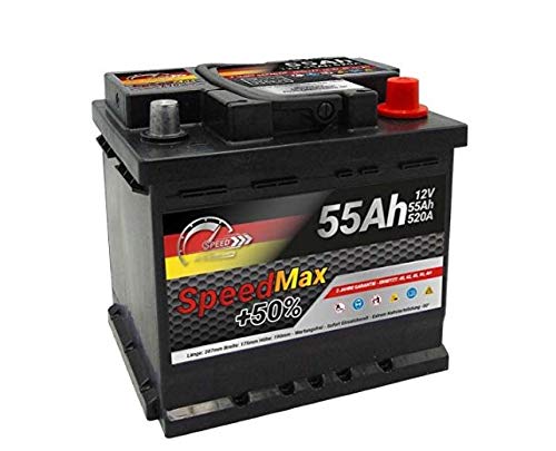 SMC Autobatterie Speed Max 55Ah L1 520A EN 12v PKW Ersetzt 44Ah 45Ah 50Ah 52Ah 54Ah 75Ah Starterbatterie wartungsfrei- Maße der Batterie: 20,7 x 17,5 x 19,0 cm - Pluspol rechts (DX+) von ricambi auto smc