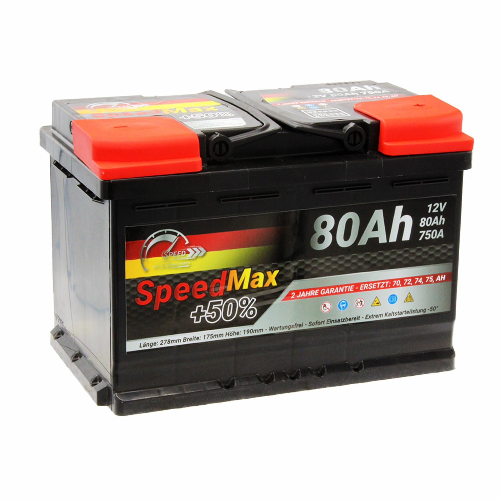 Speed Max Batterie 80Ah L3 750A starterbatterie Autobatterie von ricambi auto smc