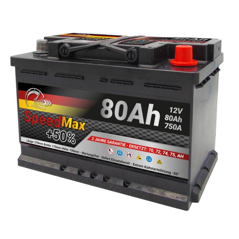 Speed Max Batterie 80Ah L3 750A starterbatterie Autobatterie von ricambi auto smc