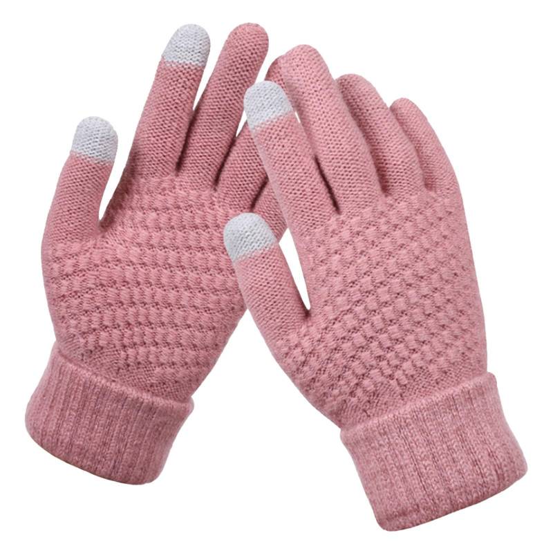 riou Herren Schal Winter S Kreativer Damendruck mit Bildschirm, mobiles dickes und erwachsenes Telefon, warmer Winter, gestrickt und modisch und Handschuhe, Stoffhandschuhe Schwarz (Pink, One Size) von riou