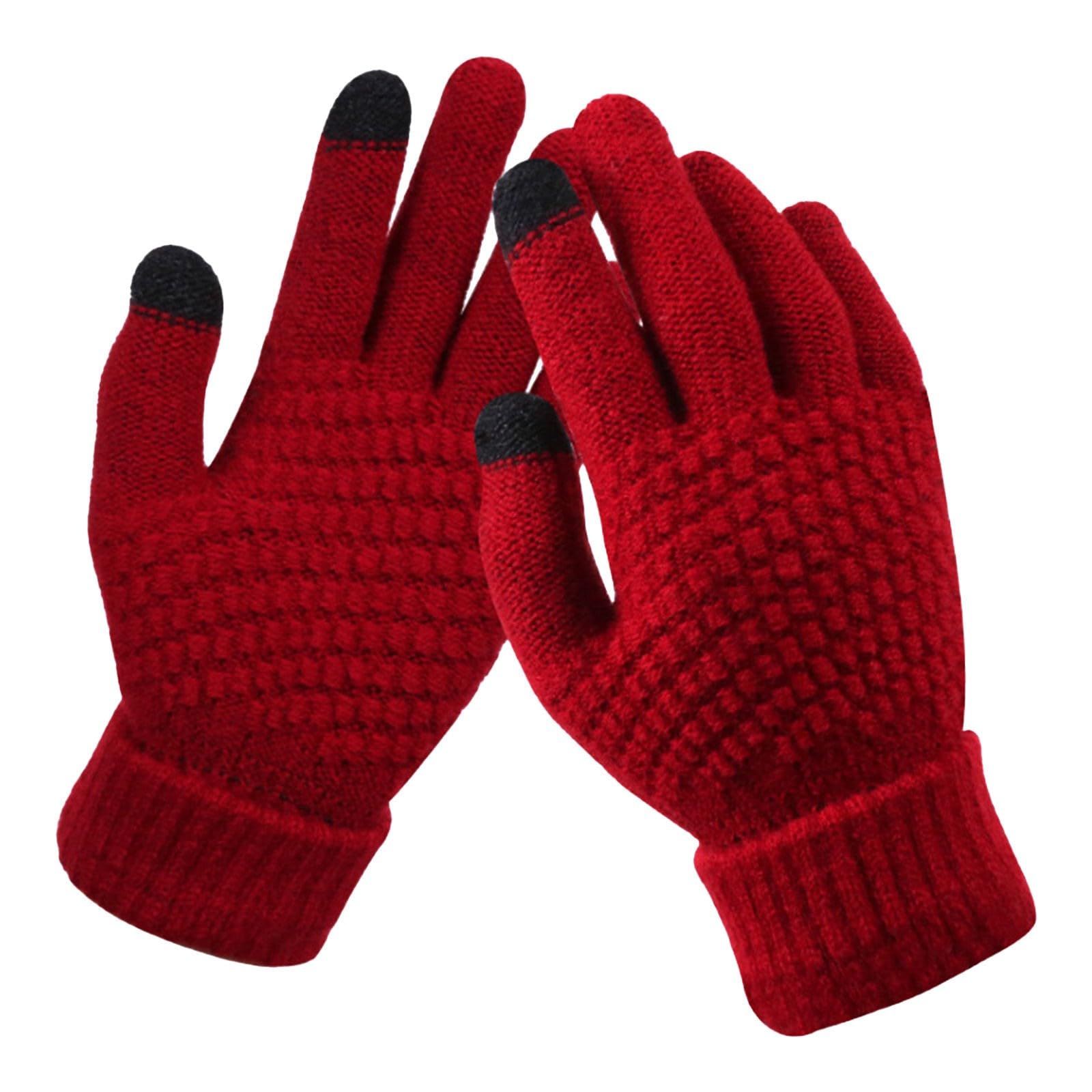 riou Herren Schal Winter S Kreativer Damendruck mit Bildschirm, mobiles dickes und erwachsenes Telefon, warmer Winter, gestrickt und modisch und Handschuhe, Stoffhandschuhe Schwarz (Red, One Size) von riou