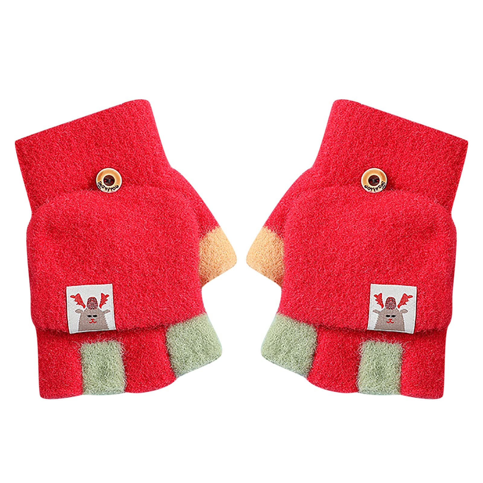 riou Stirnband Kinder Winterhandschuhe Kinder dehnbare warme Handschuhe oder Mädchen Strickhandschuhe Schal Winter (Red, One Size) von riou