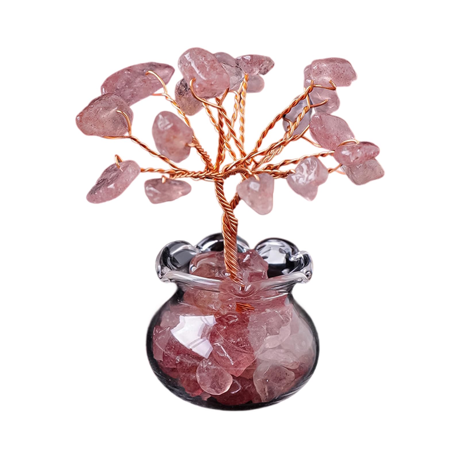 rongweiwang Handgefertigter Stein Bonsai Reichtumsbaum für Feng Shui, Glück, Bücherregale, Baum, natürlicher heilender Edelsteinbaum auf Glasbasis für Zuhause von rongweiwang