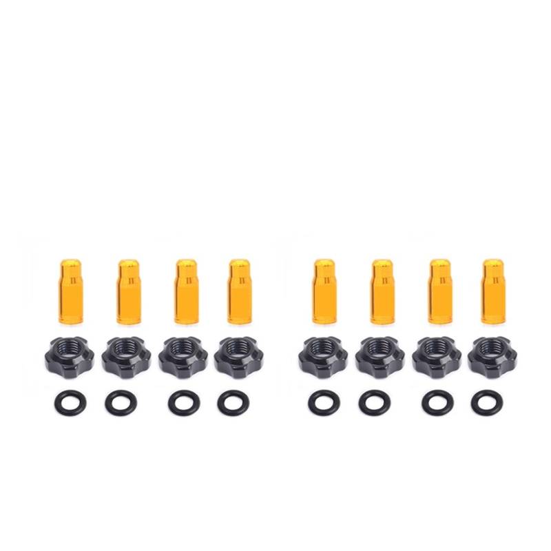 runhuabaihuo 1~16sets Fahrrad Reifen Ventil Mutter Kappe Set Tubeless Presta Ventil Schraube Staubdicht Abdeckungen Feste Unterlegscheibe(Gold 8sets) von runhuabaihuo