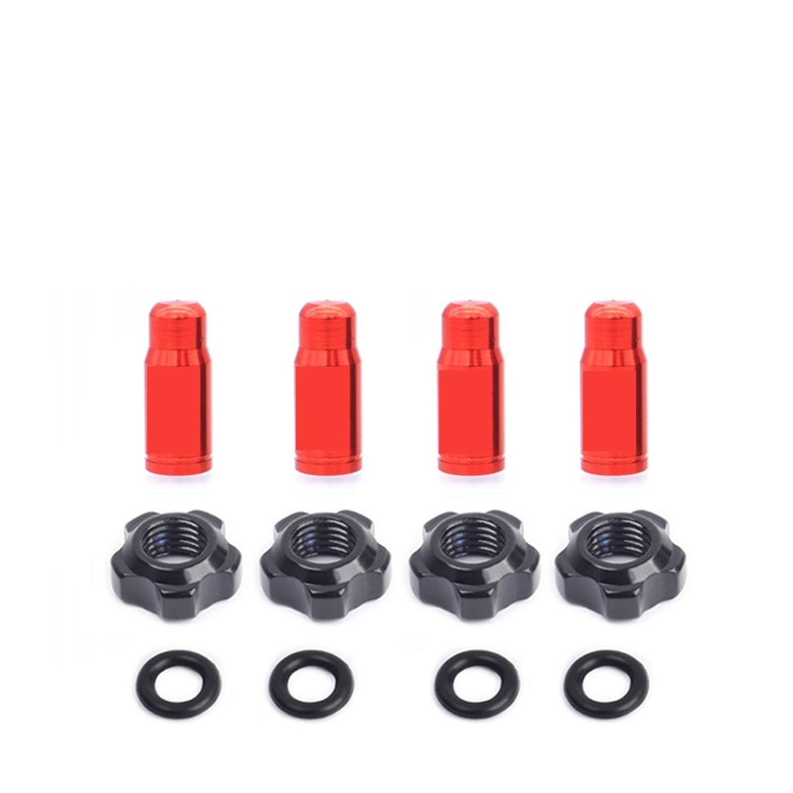 runhuabaihuo 1~16sets Fahrrad Reifen Ventil Mutter Kappe Set Tubeless Presta Ventil Schraube Staubdicht Abdeckungen Feste Unterlegscheibe(Red 4sets) von runhuabaihuo