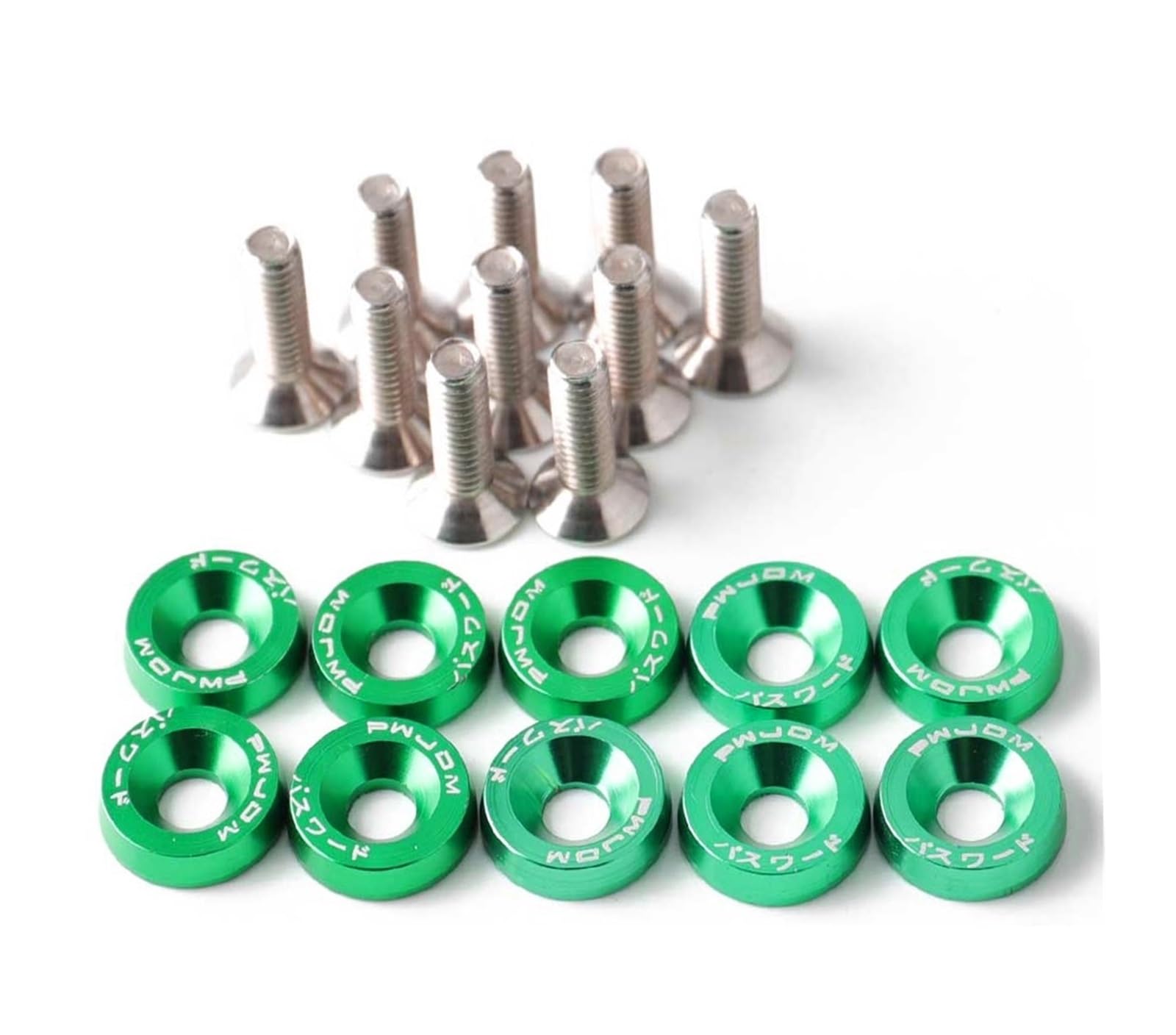 runhuabaihuo 1Set Billet Aluminium Kotflügel Stoßstange Unterlegscheibe Schraube Motorraum Schraube Dress Up Kit M6x20mm Schrauben(Green) von runhuabaihuo