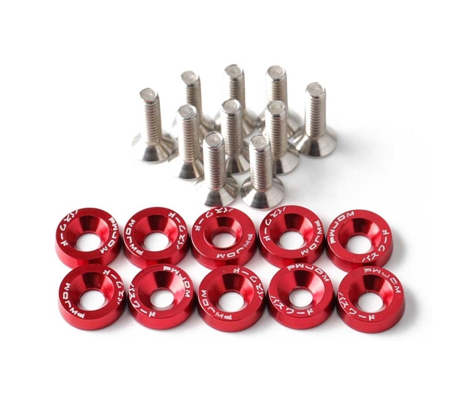 runhuabaihuo 1Set Billet Aluminium Kotflügel Stoßstange Unterlegscheibe Schraube Motorraum Schraube Dress Up Kit M6x20mm Schrauben(Red) von runhuabaihuo