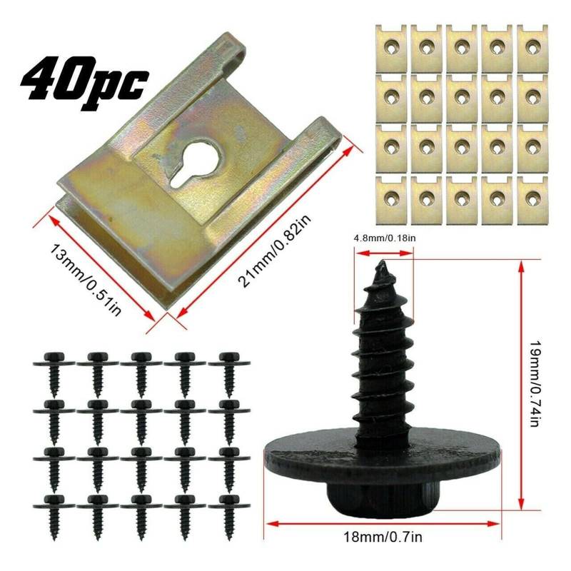 runhuabaihuo 40 Teile/satz U Mutter Hex Schraube Unterboden Clips for 1/3/5/6 Unter Motor Schild Schutz Clips Schrauben Schrauben Auto verschluss Zubehör von runhuabaihuo