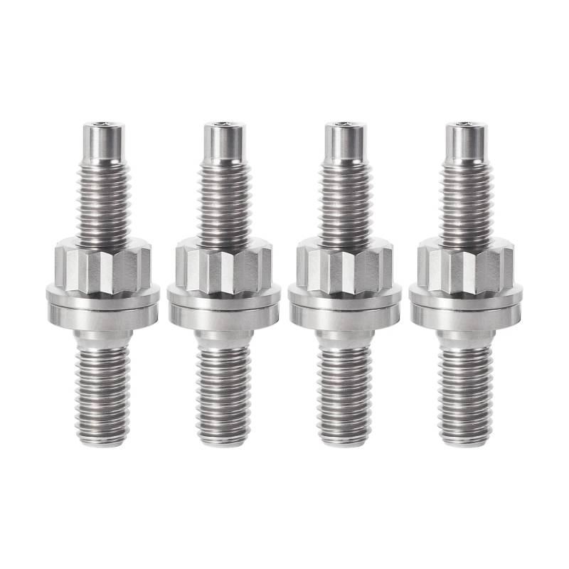 runhuabaihuo Auspuffkrümmer-Stehbolzen M8/M10 Ansaug- oder Auspuffrohr-Titanschraube mit Mutterscheibe for Automobile, Autos, Motorräder(4pcs Titanium,PITCH 1.25MM_M10X45MM) von runhuabaihuo