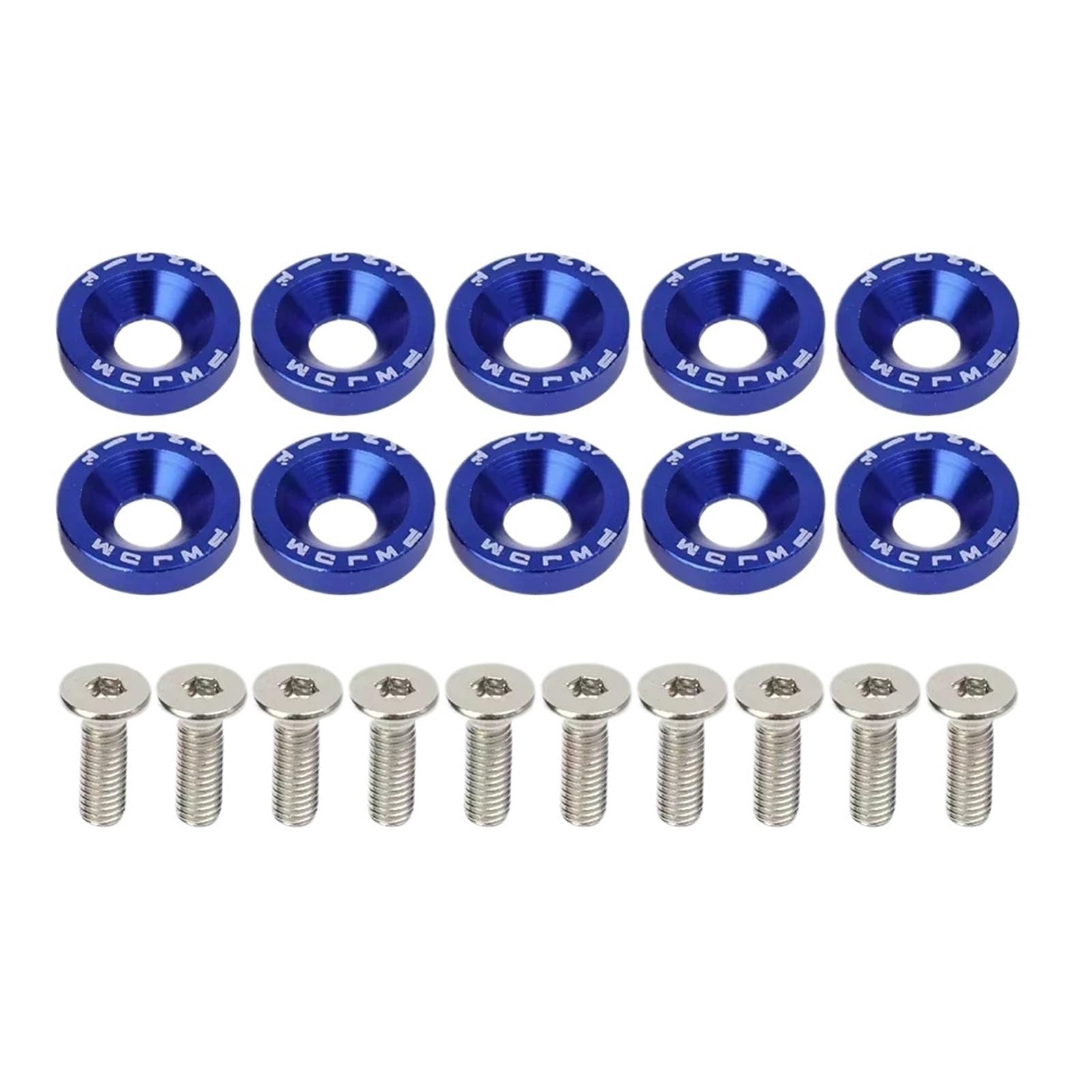 runhuabaihuo Kotflügelscheiben, M6-Schraubensatz, Auto-Modifikation, Dichtungsschraube, Kotflügel, Stoßstange, Motor, Aluminium, konkave Schrauben, Sechskantbefestigung(Blue,10xScrew 10xWasher) von runhuabaihuo