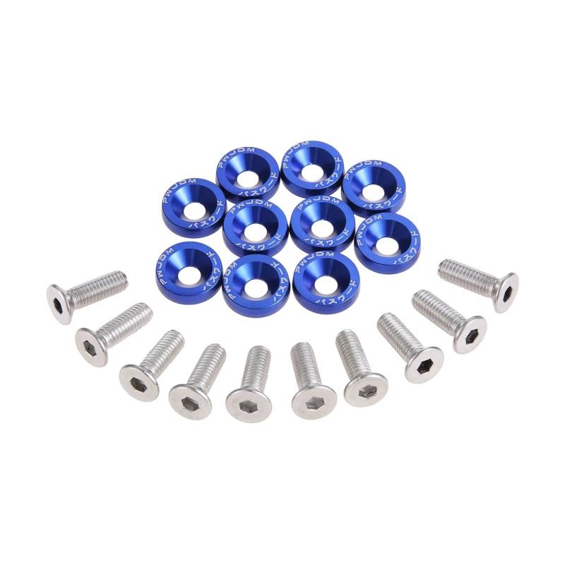 runhuabaihuo M6 Kotflügelschraube aus eloxiertem Aluminium, Unterlegscheiben, Bolzen for Kotflügel, Scheinwerfer, Autoscooter, modifizierte Befestigungselemente aus Aluminium(Blue) von runhuabaihuo