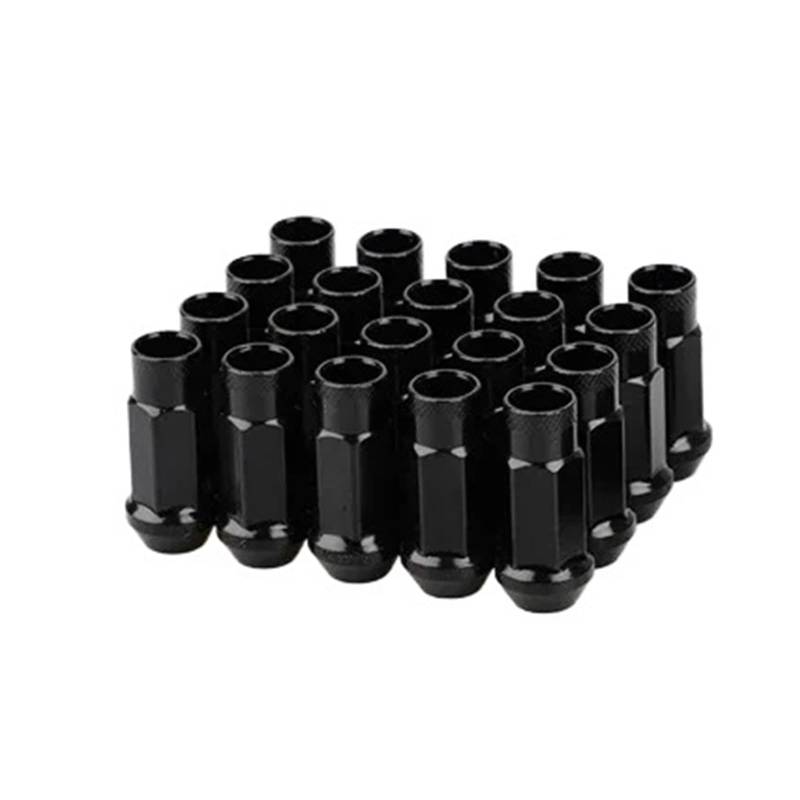 runhuabaihuo Stahl verlängerte offene Radfelgen for Rennwagen, Radmuttern, verlängerte Tuner-Muttern, 20 Stück/Set(Black,M12x1.5) von runhuabaihuo