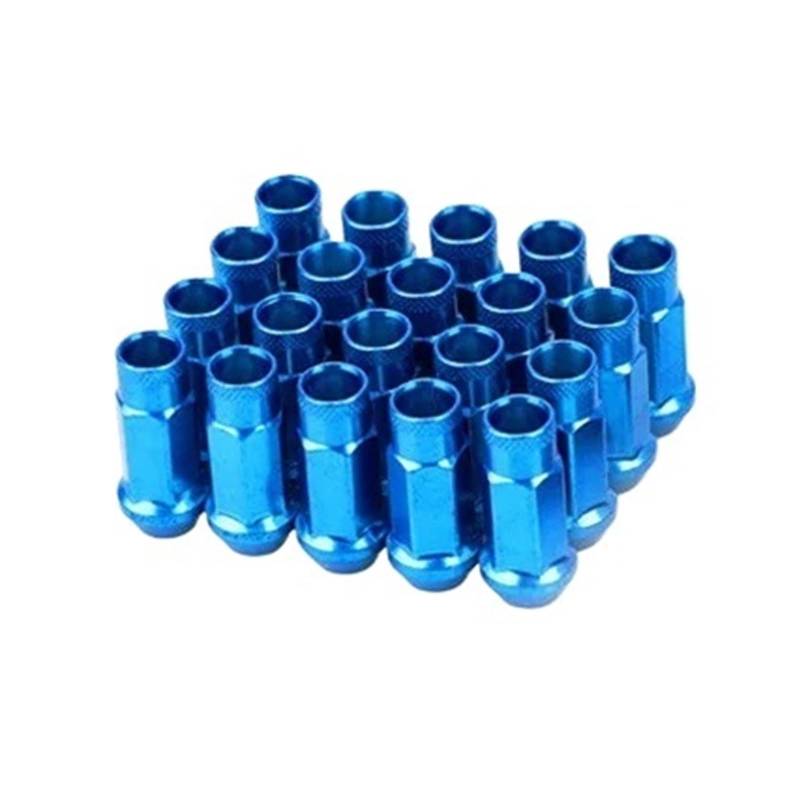 runhuabaihuo Stahl verlängerte offene Radfelgen for Rennwagen, Radmuttern, verlängerte Tuner-Muttern, 20 Stück/Set(Blue,M12x1.25) von runhuabaihuo