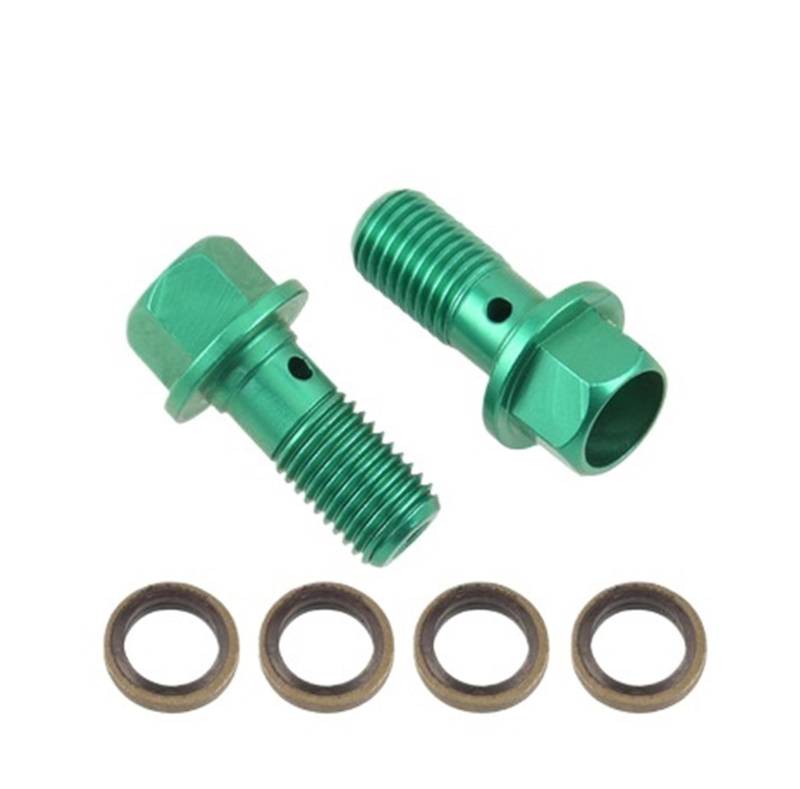 runhuabaihuo Universal TubeTubing Schrauben Bolzen Roller 125cc M10*1,25 Muttern Bremse Hauptzylinder Öl Schlauch Schraube Hohlschraube Motorrad(2pc green) von runhuabaihuo