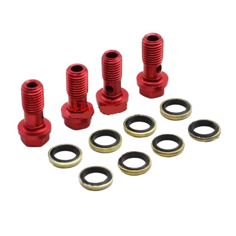 runhuabaihuo Universal TubeTubing Schrauben Bolzen Roller 125cc M10*1,25 Muttern Bremse Hauptzylinder Öl Schlauch Schraube Hohlschraube Motorrad(4pcs red screw) von runhuabaihuo