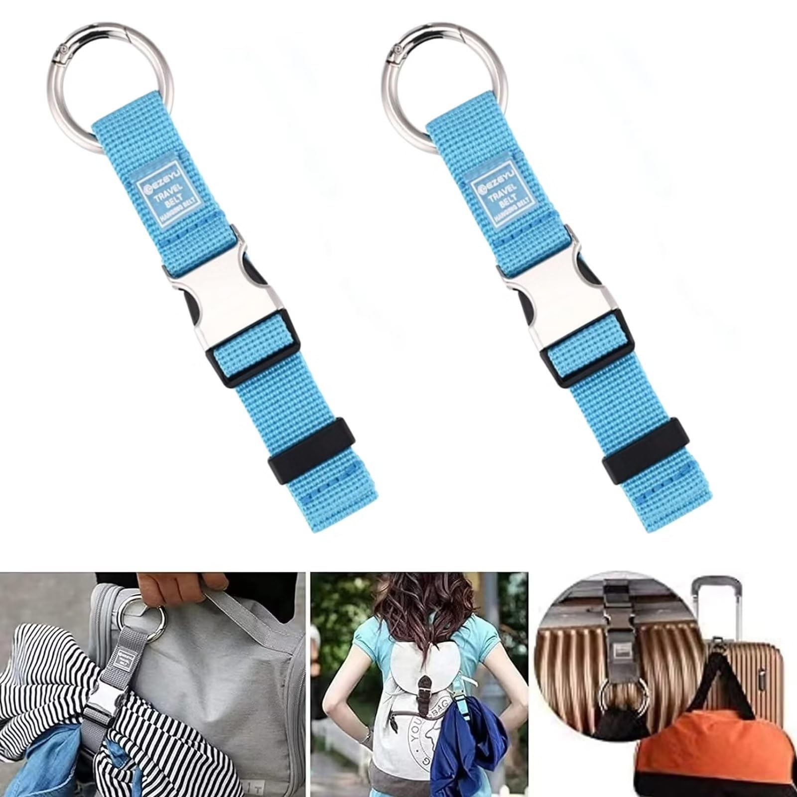 runrayay 2PCS Add A Bag Luggage Strap Jacket Gripper, Hook Baggage Suitcase Straps Belts Travel Accessories, Blue von runrayay