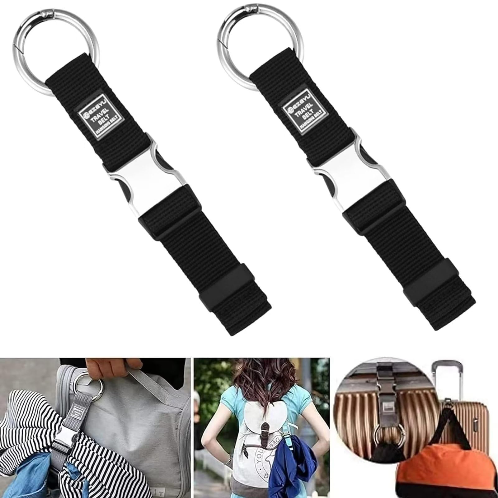 runrayay 2PCS Add a Bag Luggage Strap Jacket Gripper, Heavy Duty Luggage Straps Carry-on Baggage Suitcase Straps Belts Travel Accessories,Carry Your Extra Bags (Black) von runrayay