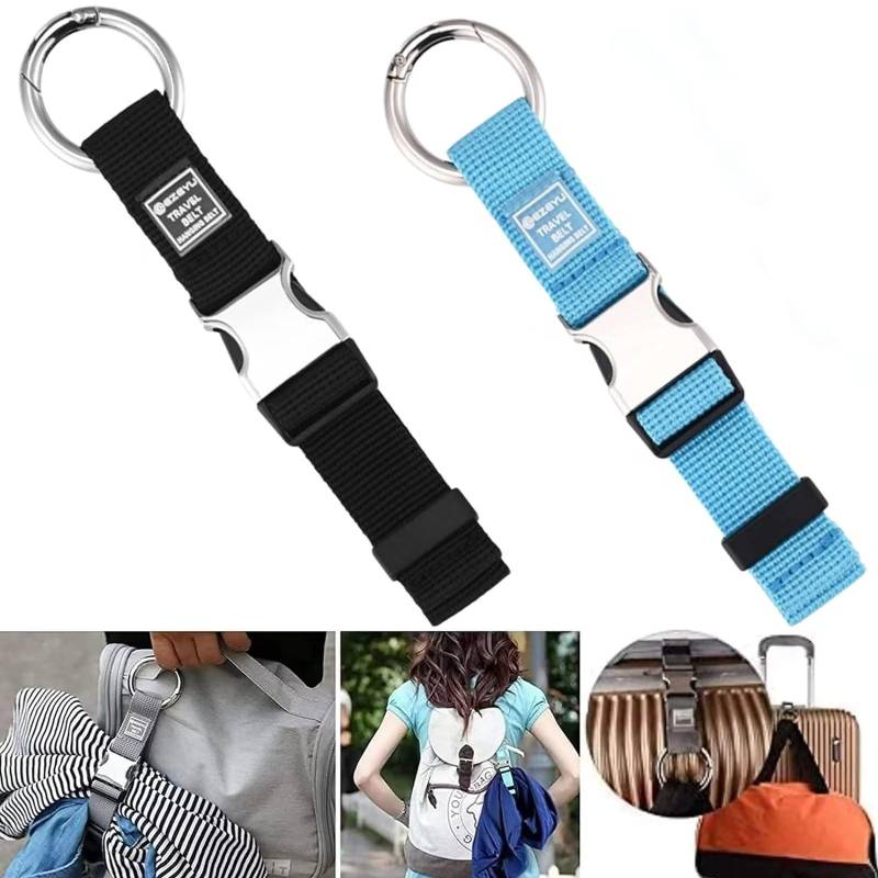 runrayay 2PCS Heavy Duty Add a Bag Luggage Straps Jacket Gripper, Luggage Tag Suitcase Carry-on Luggage Belt Baggage Suitcase Straps Belts Travel Accessories (Blue & Black) von runrayay