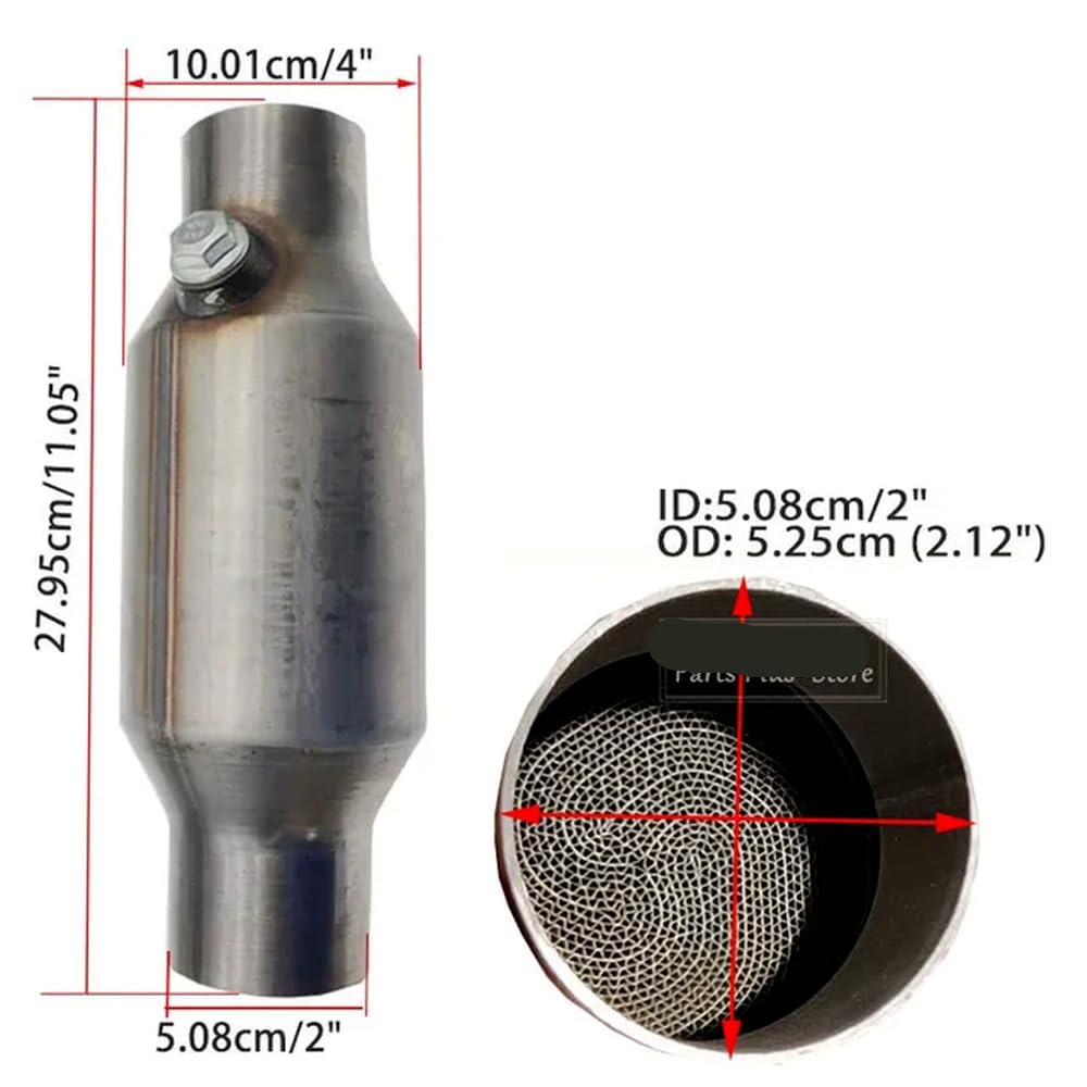 Universeller 200-Zellen-Flow-Rennkatalysator mit metallischem Kern, kompatibel mit 2 Zoll, 2,25 Zoll, 2,5 Zoll und 3 Zoll Euro1 Performance Sport(2 INCH 200CPSI) von sDtESNB