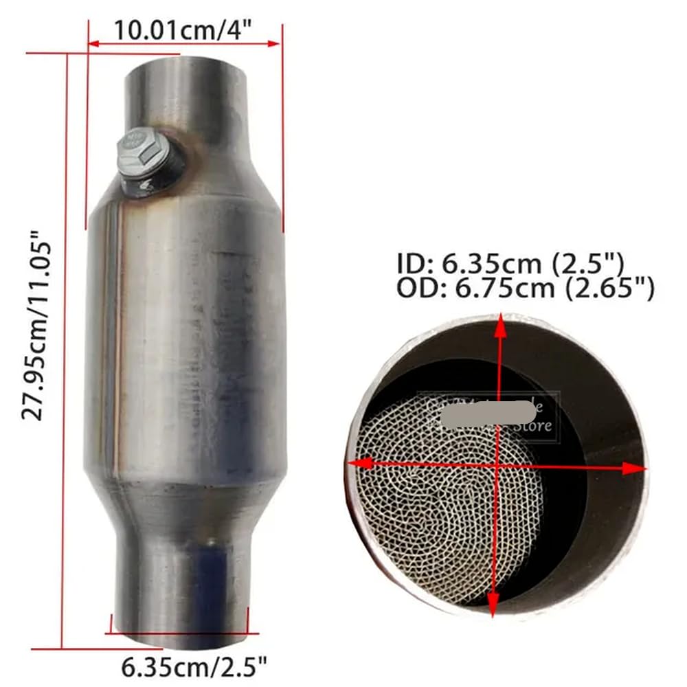 Universeller 200-Zellen-Flow-Rennkatalysator mit metallischem Kern, kompatibel mit 2 Zoll, 2,25 Zoll, 2,5 Zoll und 3 Zoll Euro1 Performance Sport(2.5 INCH 200CPSI) von sDtESNB