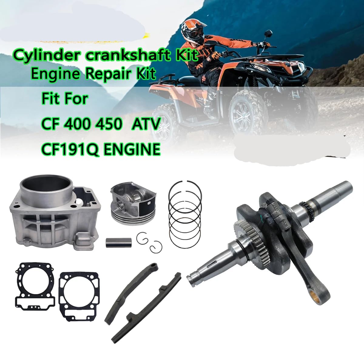 Zylinder-Kurbelwellen-Kolbensatz, kompatibel mit CF 400 450 Cforce Zforce Uforce 450 520 550 191Q Motorteile ATV 0GQ0-023100 0GQ0-0411 von sDtESNB