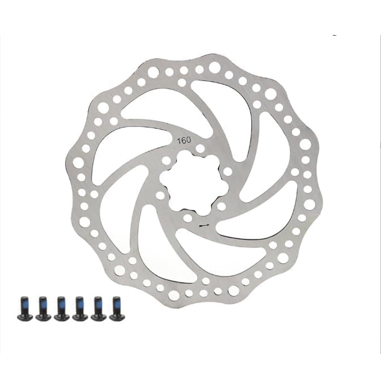 160 mm Fahrrad-Scheibenbrems-Rotor mit 6 Schrauben, Edelstahl, Fahrrad-Rotoren, Schrauben für Rennrad, Mountainbike, Fahrradzubehör von sadwqgewnbf