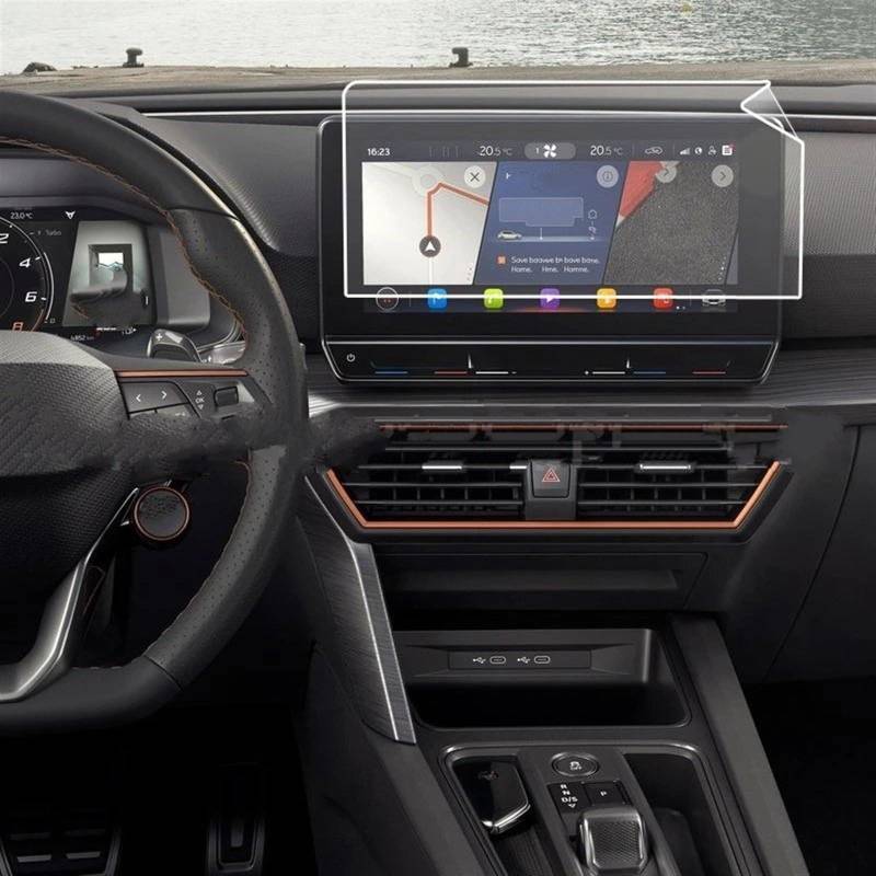 sanehou Auto Navigation Schutzfolie Kompatibel Mit C&upra Für Formentor 2021 12 Zoll Autoinnenraum Mittelkonsole Transparente Displayschutzfolie Armaturenbrett-Schutzfolie von sanehou