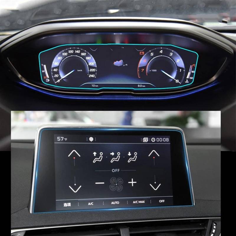 sanehou Auto Navigation Schutzfolie Kompatibel Mit Peugeot Für 3008 5008 2017 2018 2019 Auto-Innenraum-Armaturenbrett-Schutzfolie Schutzfolie Aus Gehärtetem Glas Autozubehör von sanehou