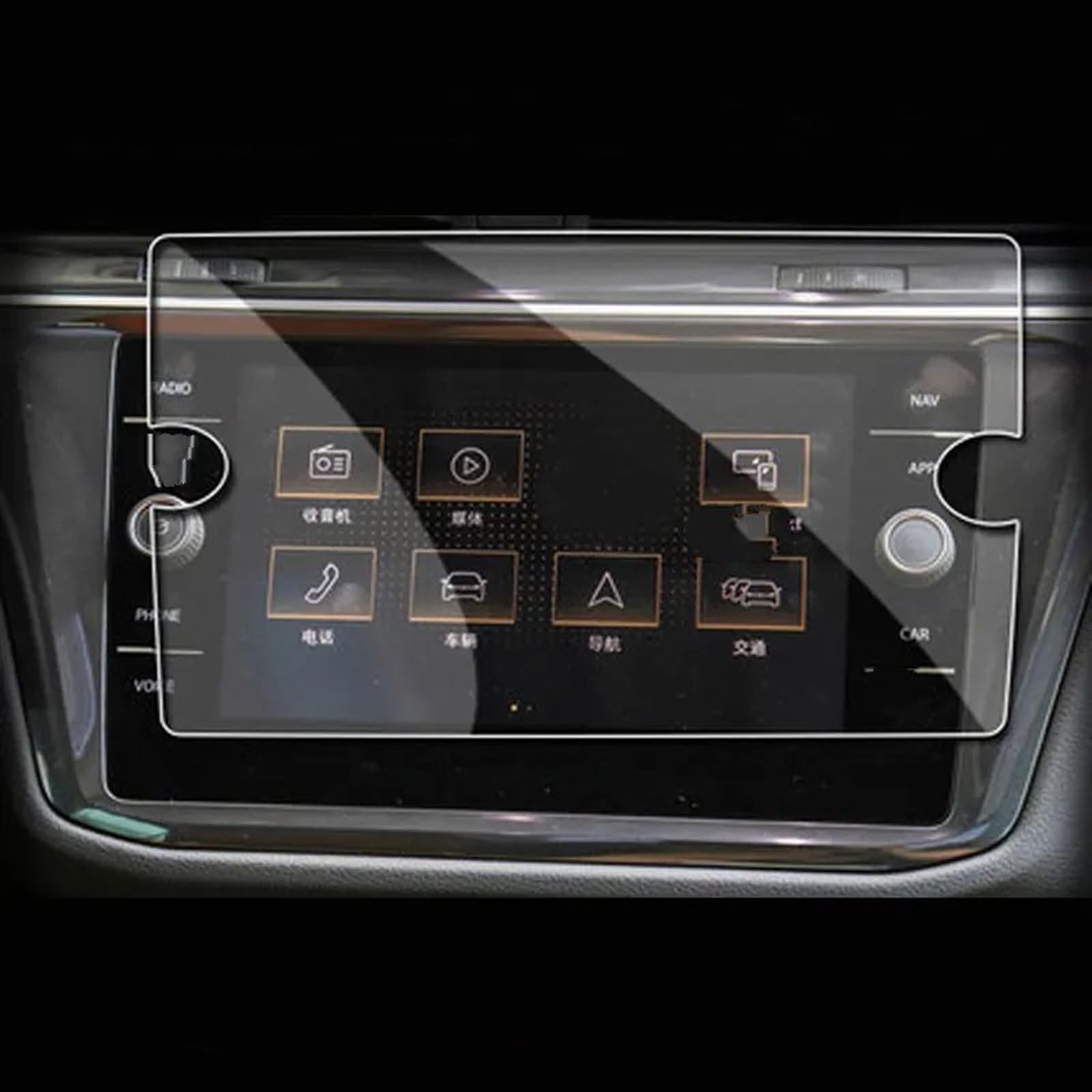 sanehou Auto Navigation Schutzfolie Kompatibel Mit VW Für Tiguan Für Atlas 2017 2018 2019 2020 8 Zoll Auto-Innenraum-Armaturenbrett-Schutzfolie Schutzfolie Aus Gehärtetem Glas von sanehou