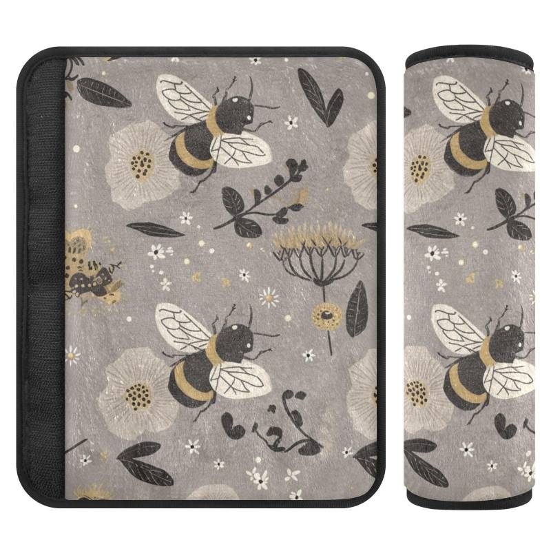 Boho Retro Cute Bees Gurtpolster, schützt Hals und Schultern, Gurtabdeckung für die meisten Autos Limousine Limousine, 2 Stück von sanluoli
