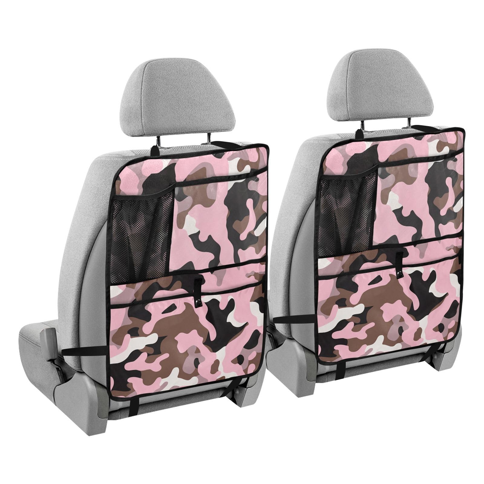 sanluoli Autositz-Organizer, Tablet-Halter, Fahrzeugsitz-Organizer für Kinder, Kick-Matte, Camouflage, Pfirsichbraun von sanluoli