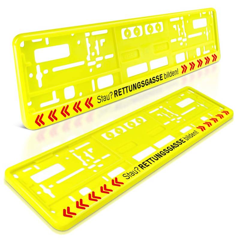 schildEVO 2 Kennzeichenhalter | Stau? RETTUNGSGASSE BILDEN! | NEON-GELB | Nummernschildhalter | Kennzeichenrahmen | DHL-Versand | Typ C von schildEVO