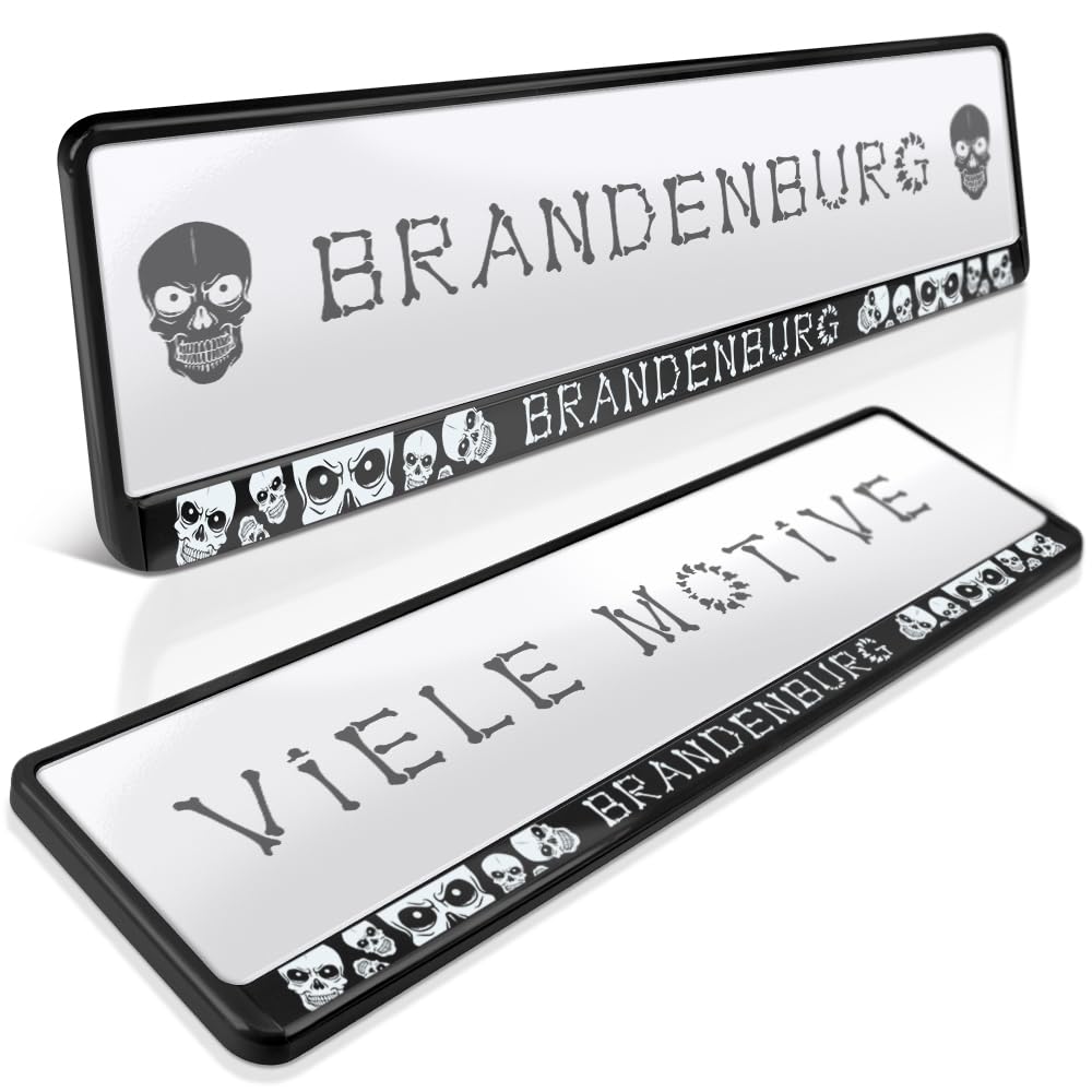 schildEVO 2 Kennzeichenhalter | Brandenburg 04 | Skulls Totenköpfe | Prignitz | Oderland | Nummernschildhalter | Kennzeichenrahmen | Auto PKW Kfz | DHL-Versand von schildEVO