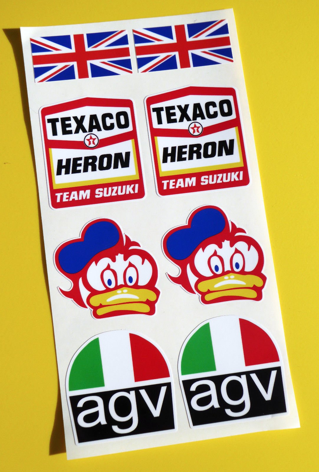 BARRY SHEENE TEXACO REIHER TEAM SUZUKI optik Motorrad Helm Aufkleber Sticker von screenprintdigital
