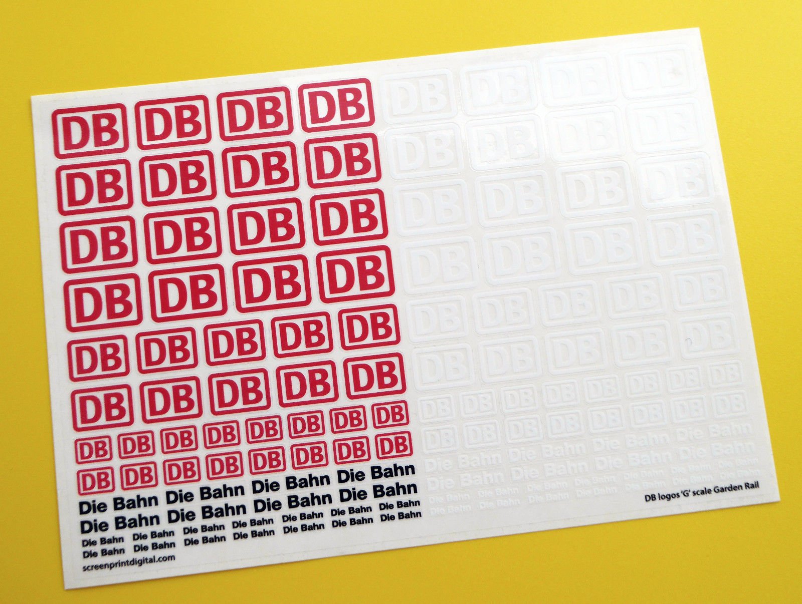DB Würfel Bahn Deutsche Federal Railways Logo 'G' maßstab garten zug sticker aufkleber von screenprintdigital