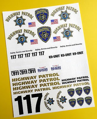 screenprintdigital SLOTCAR 32nd MAßSTAB California Highway Patrol 'Chips' Aufkleber Sticker SCALEXTRIC von screenprintdigital