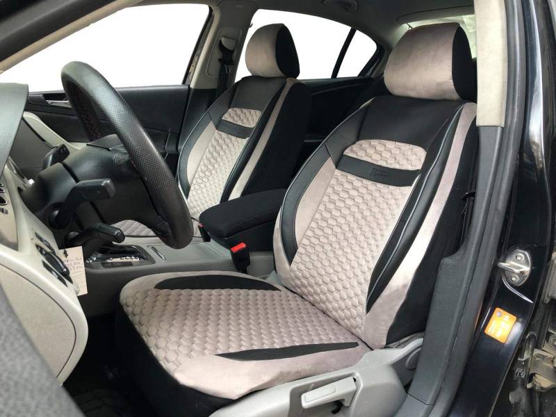 Sitzbezüge k-maniac kompatibel mit Audi A3 8V Sportback Universal schwarz-Hellbeige Autositzbezüge Set Vordersitze Autozubehör Innenraum V1909060 Sitzschoner von seatcovers by k-maniac