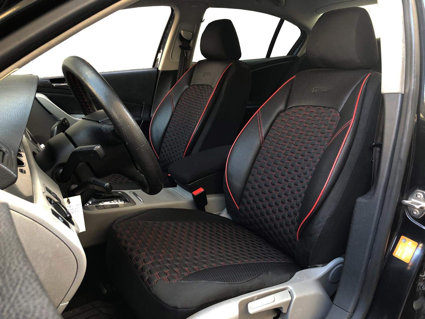 Sitzbezüge k-maniac kompatibel mit FIAT Doblo Kombi 263 Universal schwarz-rot Autositzbezüge Set Vordersitze Autozubehör Innenraum V1607341 Sitzschoner von seatcovers by k-maniac