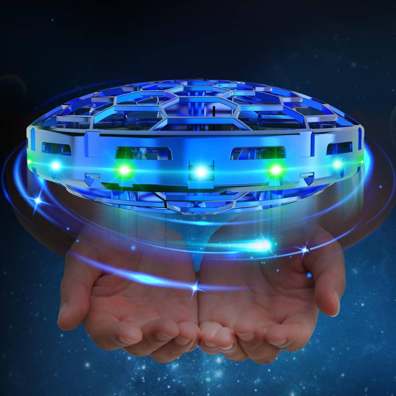 semai Mini UFO Drohne Fliegender Ball, Fliegendes Spielzeug Handgesteuerter 360°Rotierenden Hover Flying Ball mit LED Licht, Indoor Outdoor Geschenke für Kinder Jungen Mädchen 6 7 8 9 10+ Jahre, Blau von semai