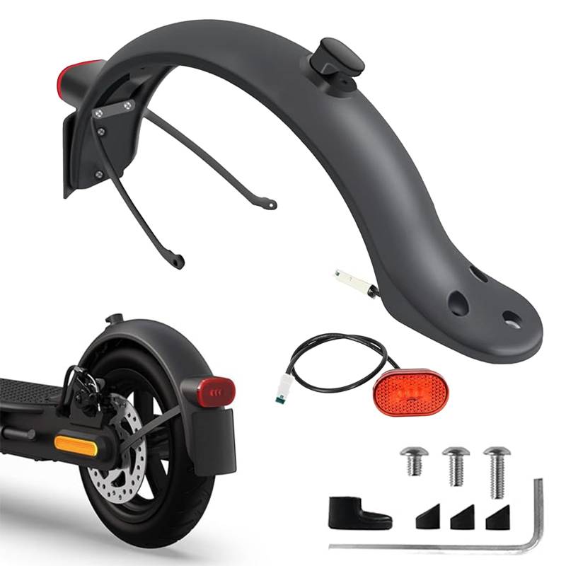 Kotflügel Hinten Elektroroller Hinterer Kotflügel mit Halterung & Rücklicht & Schrauben Zubehör, Electric Scooter Hinterers Fender Ersatz Sets Kompatibel für Xiaomi M365 Scooter 1S, Pro, Pro 2 von sevenmetre