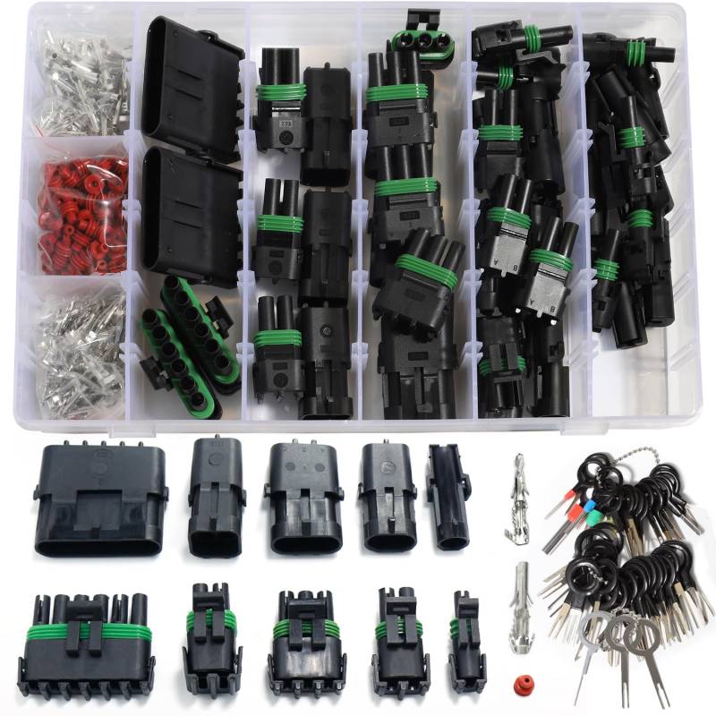 shengbowi 258Pcs Wasserdichte Automobil-elektrische Steckverbinder 1/2/3/4/6 Male&Female Pin 22-14AWG Kabelbaum-Zündkerzen-Steckverbinder-Klemmen-Stecker-Kit Auto von shengbowi