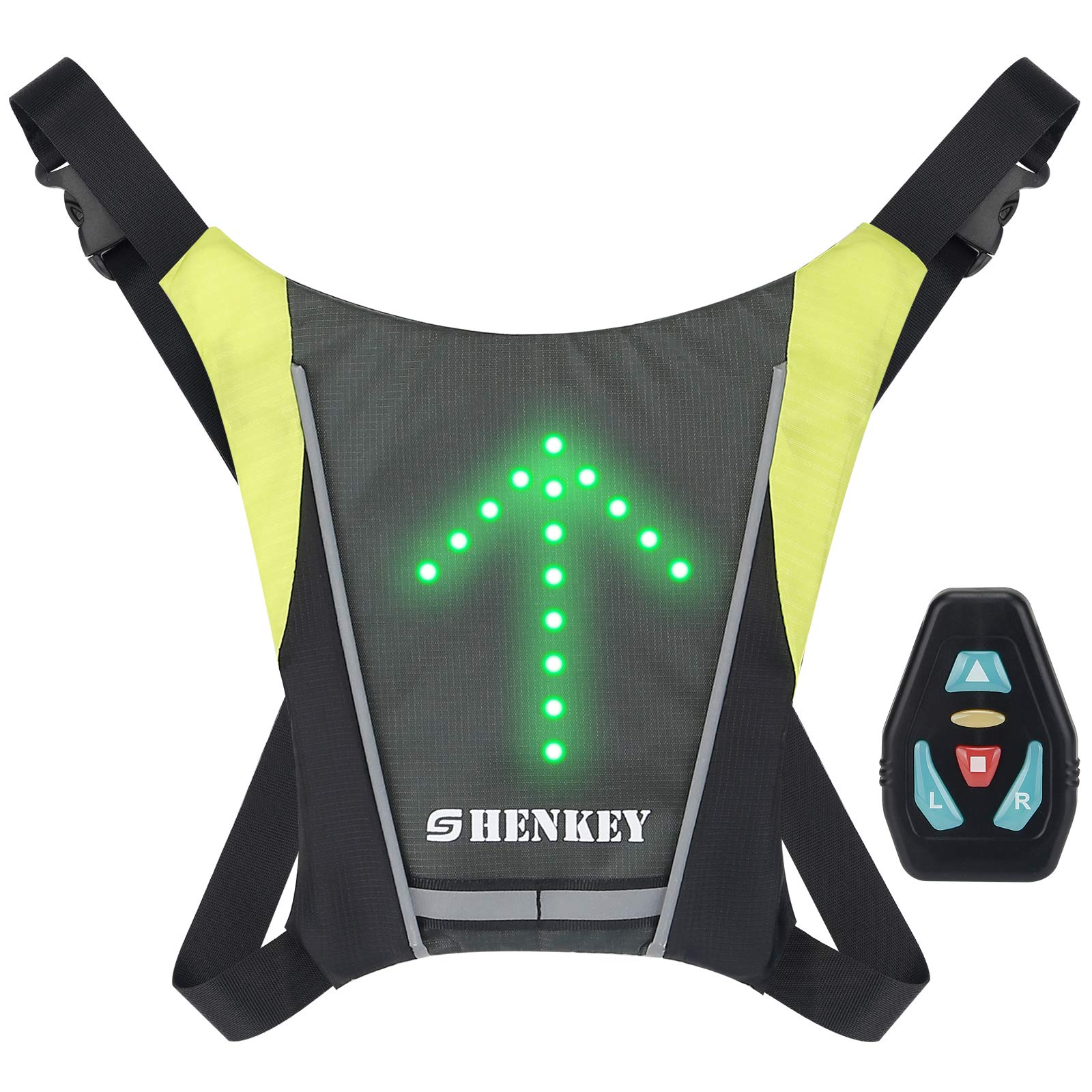 shenkey LED Fahrradweste, Reflektierende LED Weste mit Richtungsanzeige, Fernbedienung, Fahrradlicht, USB wiederaufladbar, einfache Installation für Fahrrad-Sicherheitsleuchte von shenkey